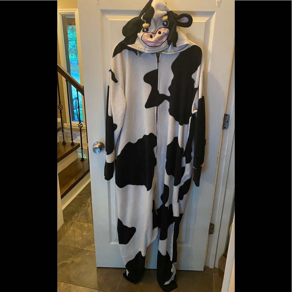 Unisex Cow costume onesie zip up
